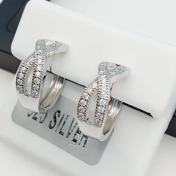 925 Sterling Silver Cubic Zirconia Earrings, UU1P6A6149